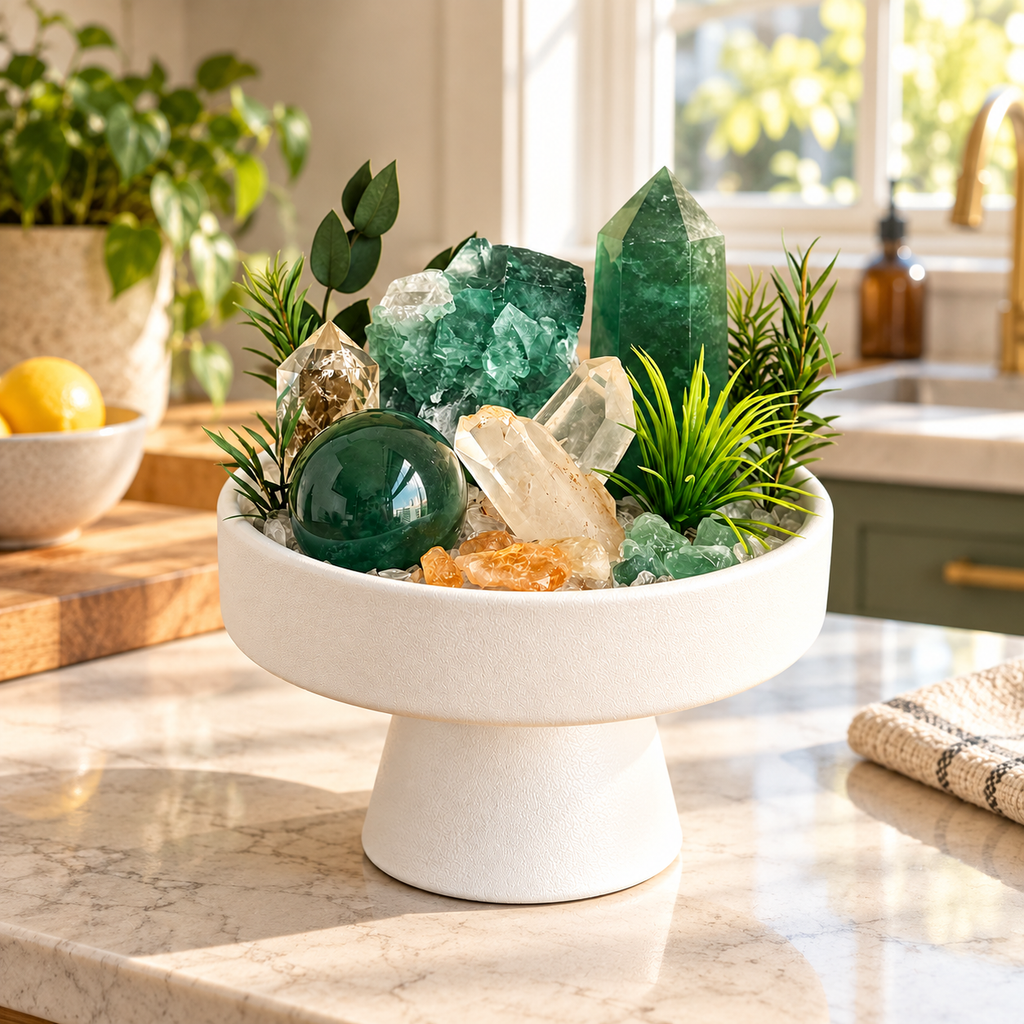 Emerald Current — Green Fluorite & Clear Quartz Crystal Garden