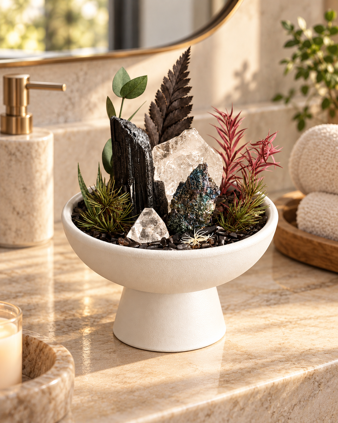Shadow Grove — Black Tourmaline & Clear Quartz Crystal Garden