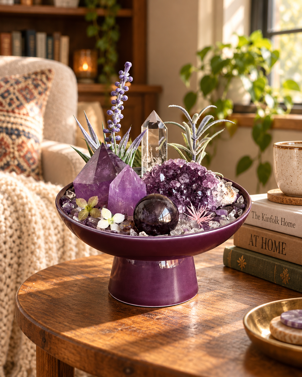 Violet Meridian — Amethyst & Clear Quartz Crystal Garden