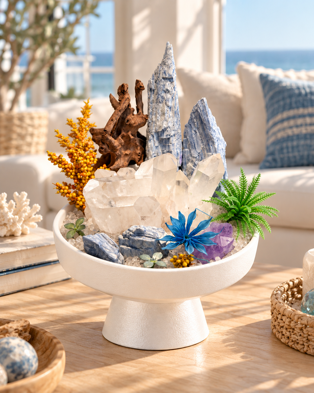 Glacier Ascent — Blue Kyanite & Clear Quartz Crystal Garden