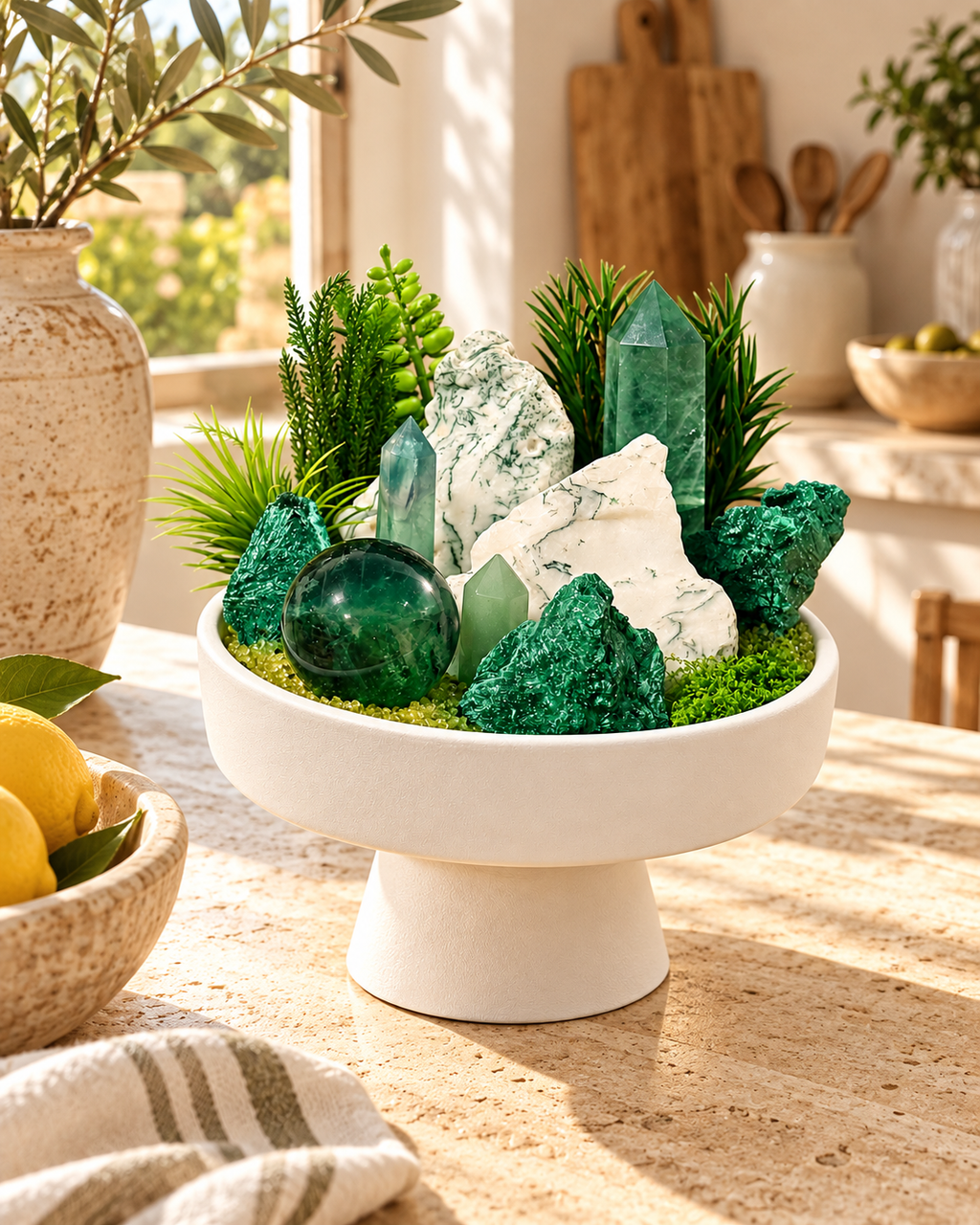 Verdant Atlas — Malachite & Green Fluorite Crystal Garden