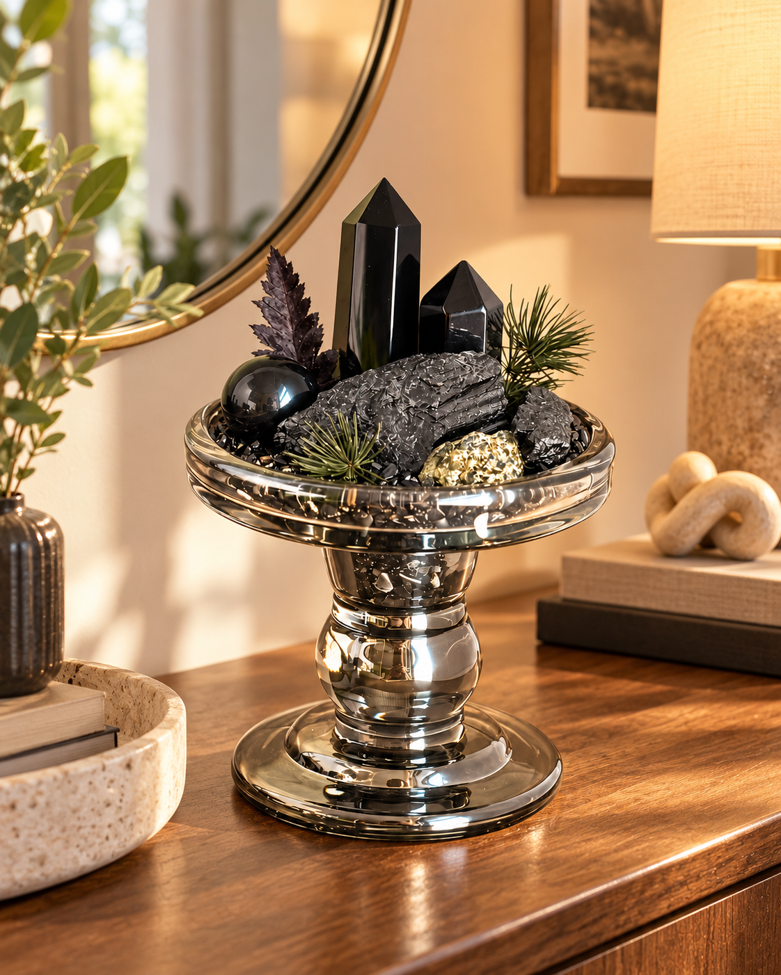 Obsidian Archive — Black Obsidian & Black Tourmaline Crystal Garden