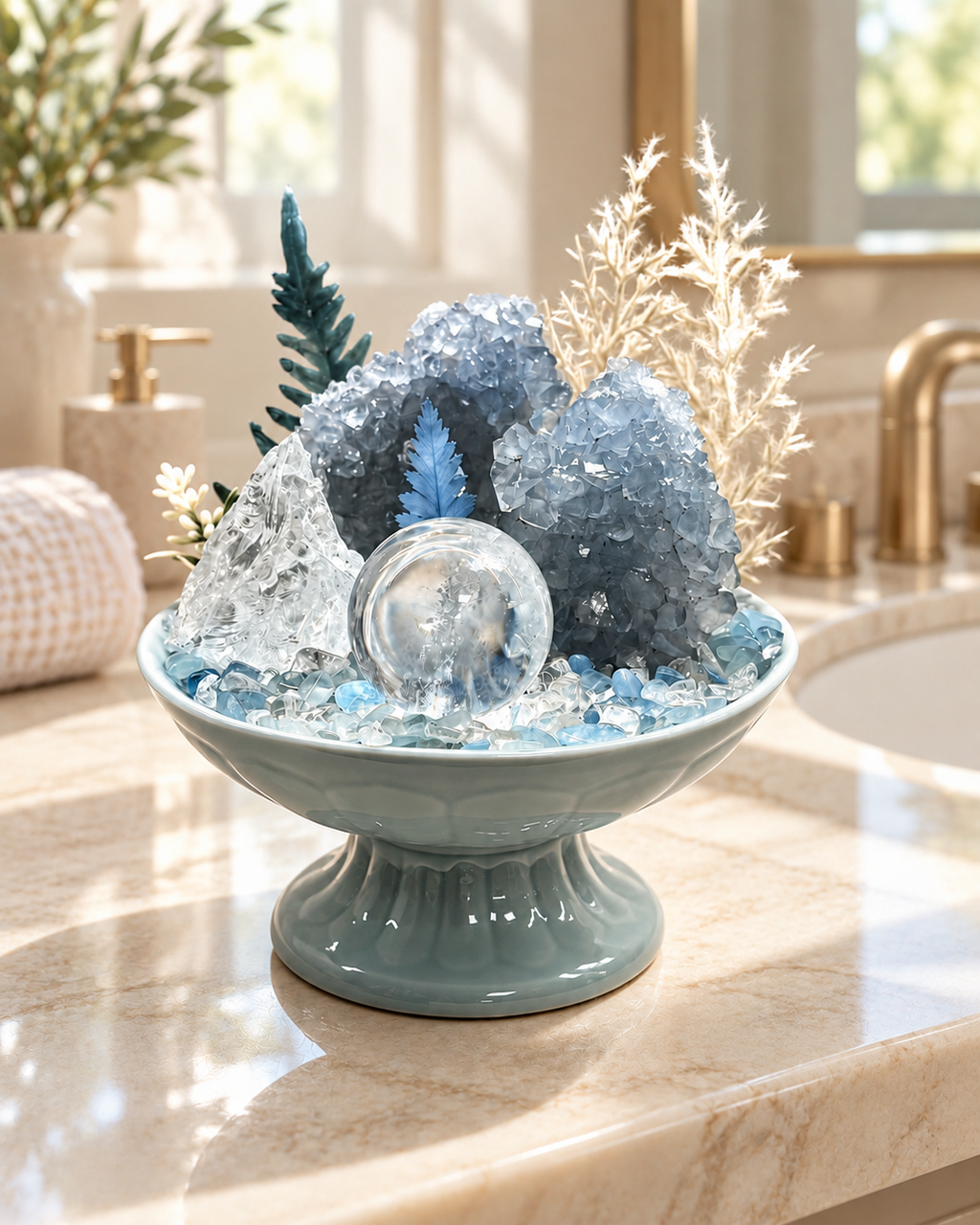 Celestial Ice — Celestite & Clear Quartz Crystal Garden