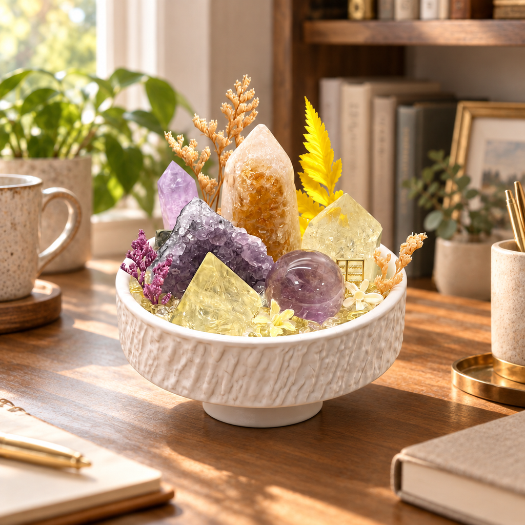 Golden Violet — Amethyst & Citrine Crystal Garden