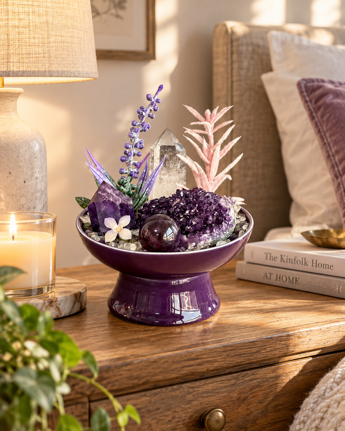 Violet Poise — Amethyst & Clear Quartz Crystal Garden