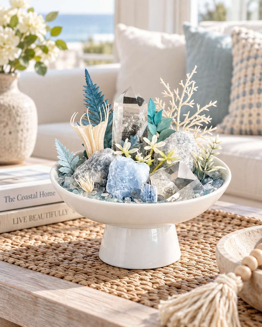Arctic Bloom — Blue Calcite & Clear Quartz Crystal Garden